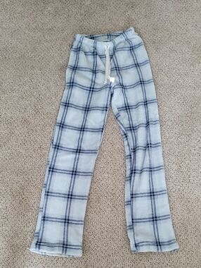 Cozy Women's Light Blue Plaid Fleece Pajama Pants - Soft Lounge Sleepwear